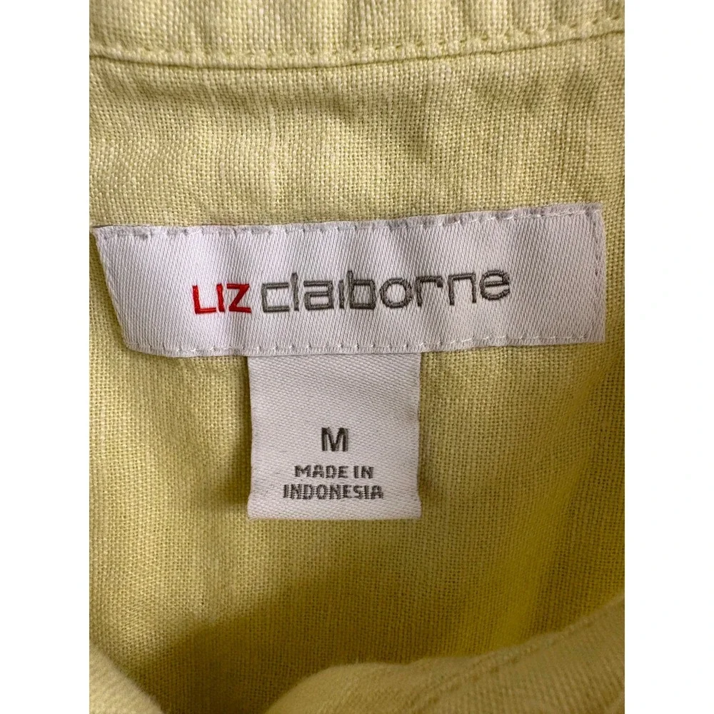 Liz Claiborne Yellow Linen‎ Blend Sleeveless Shirt Dress Medium Shift Coastal